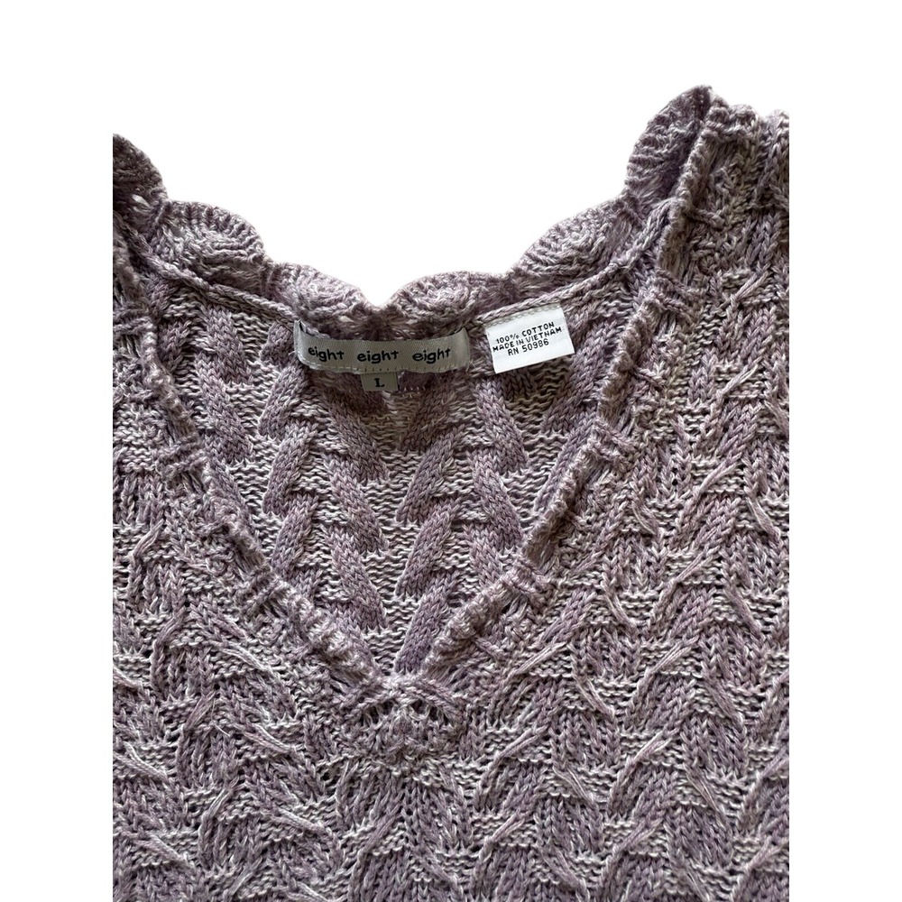 Purple V-Neck Sweater Dress Women's Sz L Knit Long Sleeve Winter Fall Casual - Picture 2 of 6